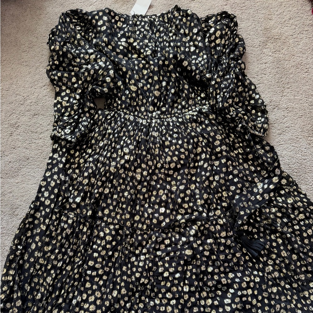 Mille anthropology black tulle dress with gold polkdots - Picture 5 of 8